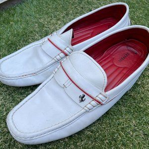 Tod's for Ferrari White Leather Car Shoes 9 US